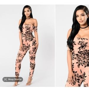 Fashion Nova Floral Off-Shoulder Jumpsuit